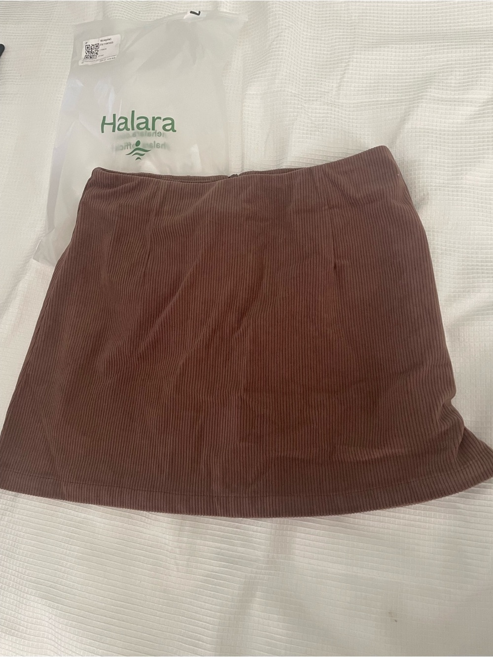 HALARA Brown Ribbed Corduroy A-Line Mini Skort